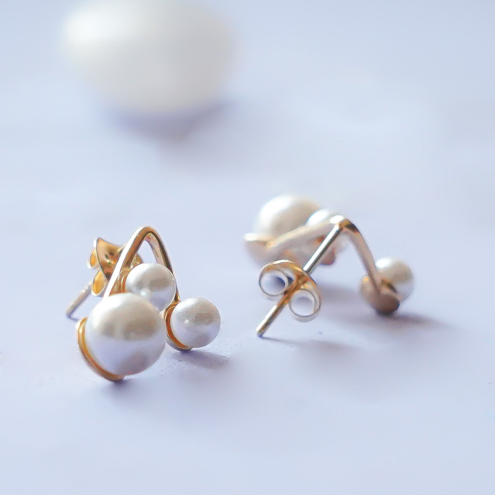 Triple Pearl Branch Drop Earrings