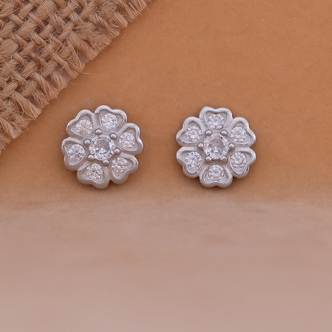 Heart Silver Stud Earrings