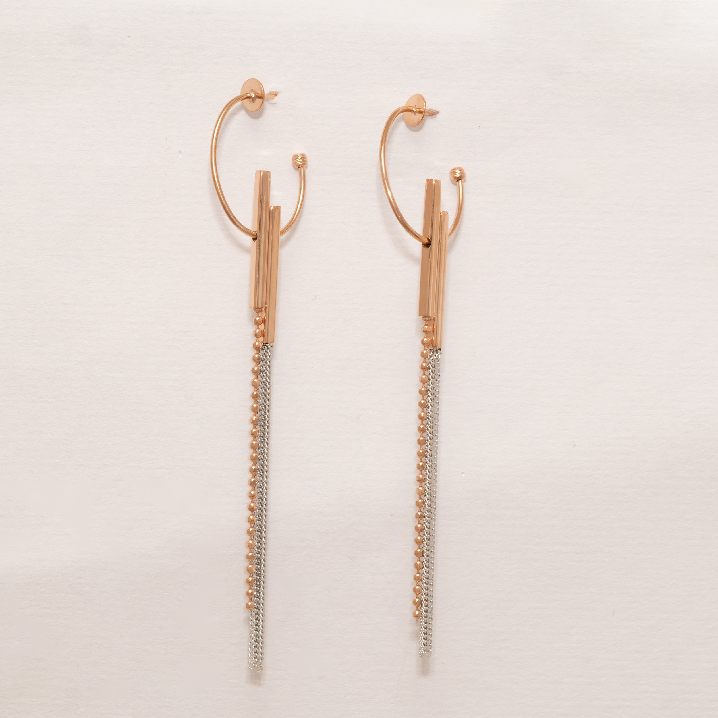 Dual-Tone Tassel Dangle Earrings