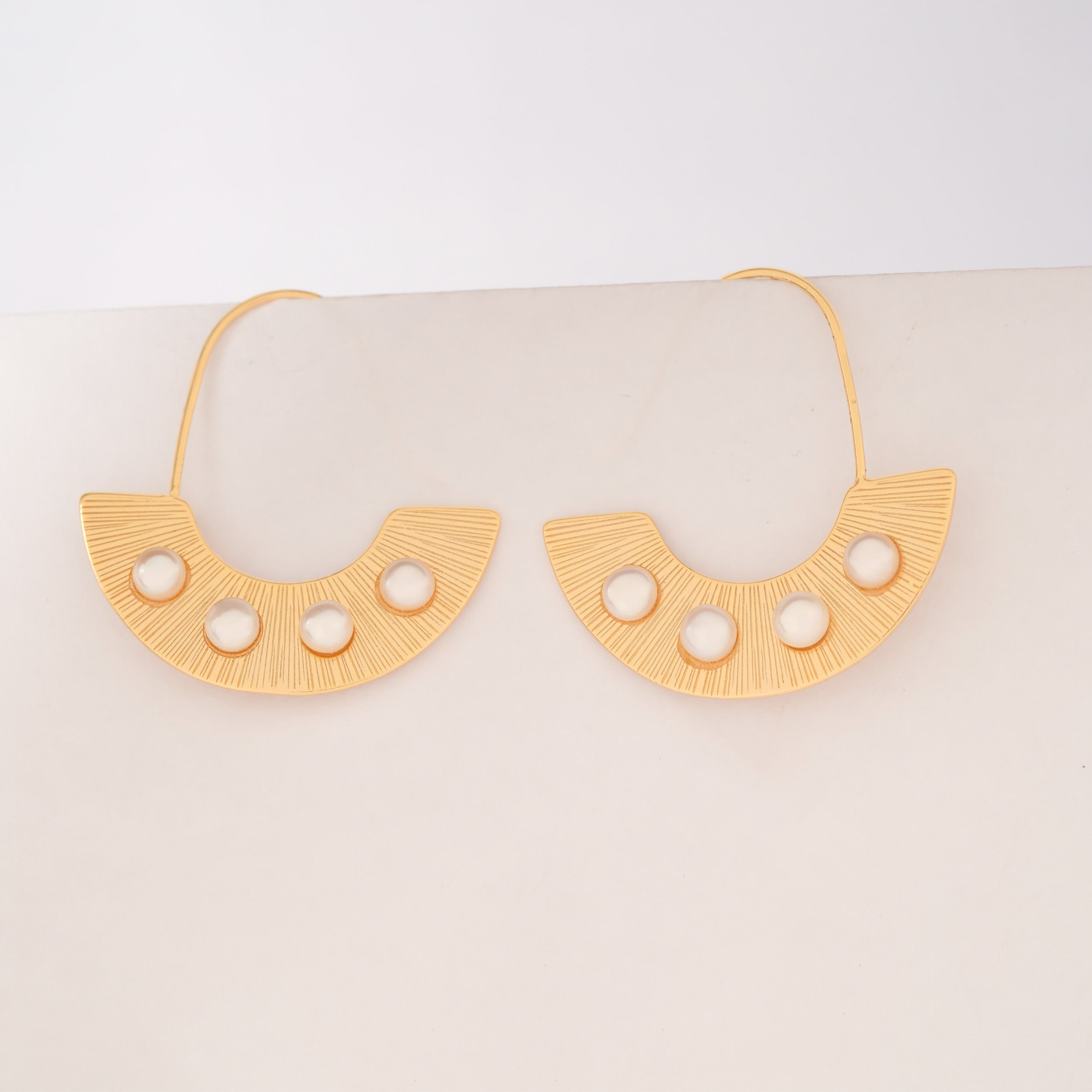 Golden Arch Pearl Hoop Earrings