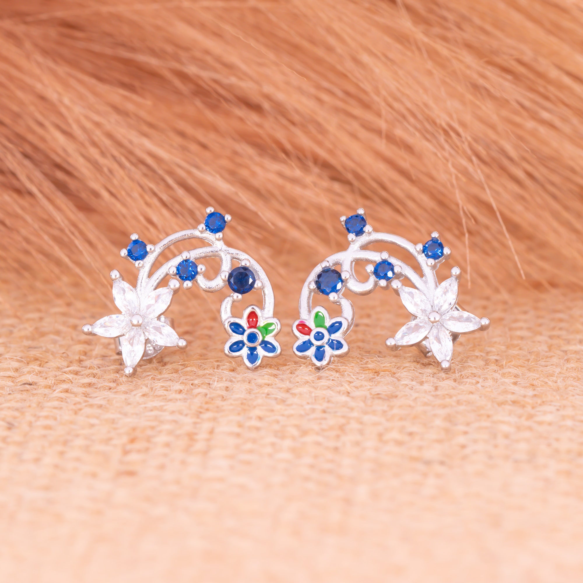 Enamel Floral Stud Earrings