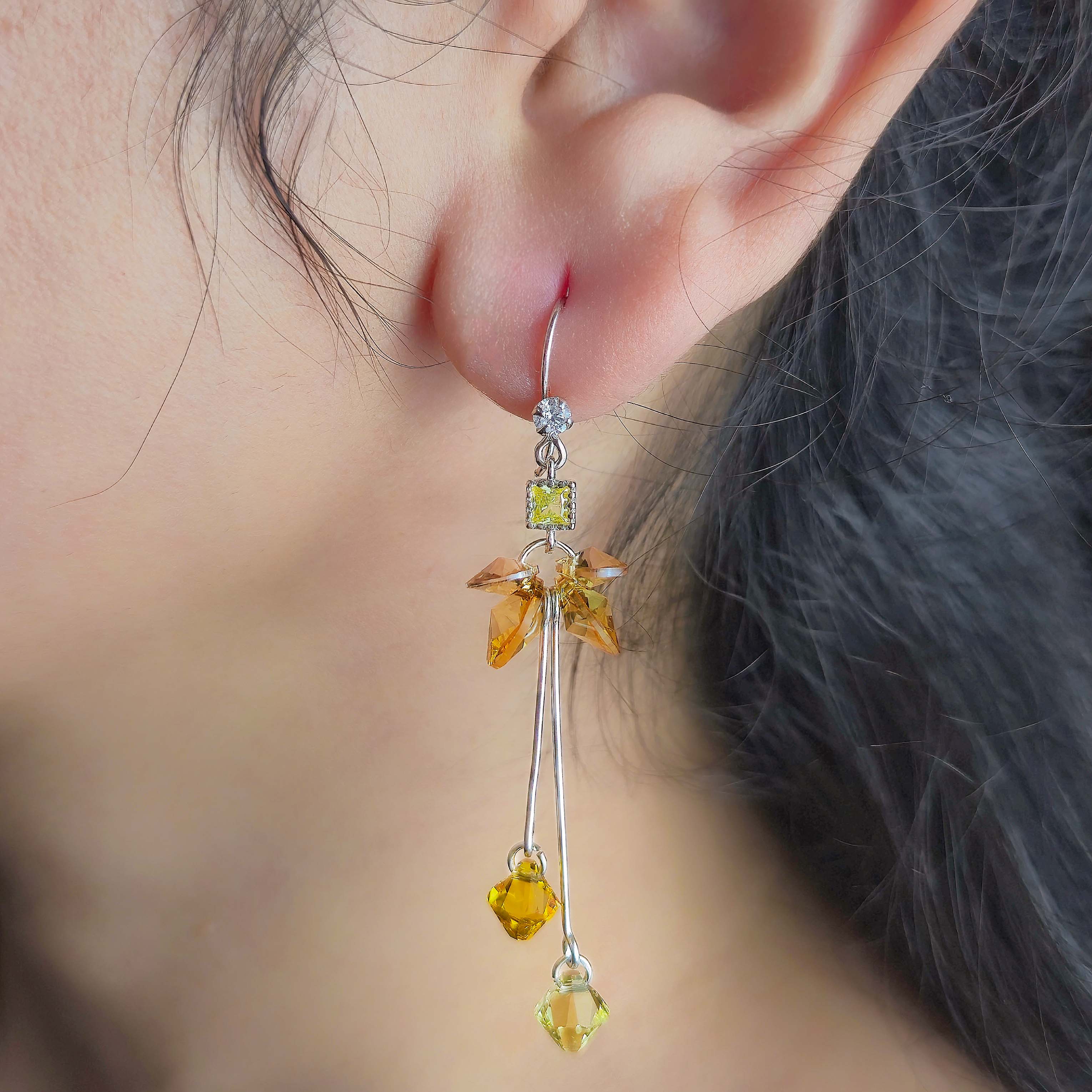 Amber Sunbeam Dangle Earrings