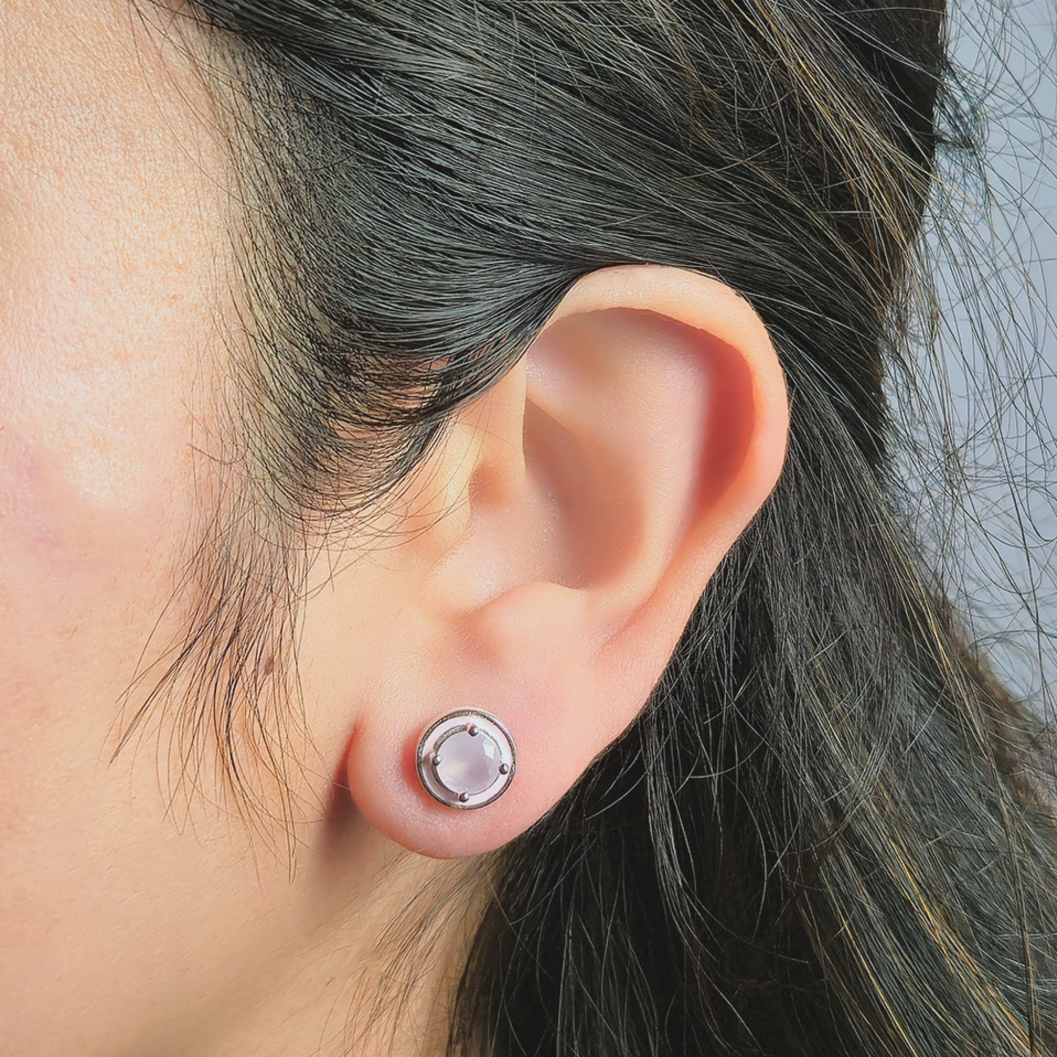 Pink Enamel Stud Earrings