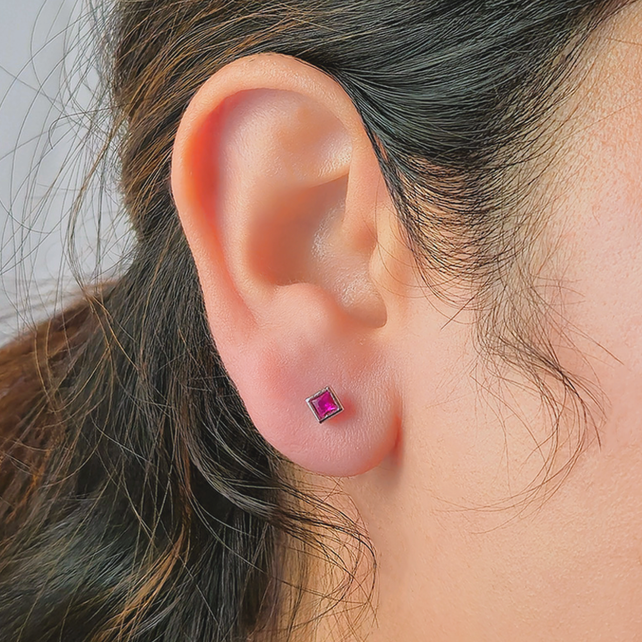Minimalist Pink Stone Stud Earrings