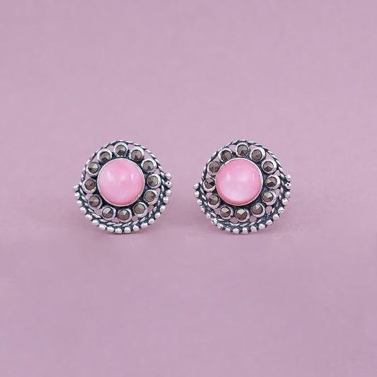Pink Stone Antique Stud Earrings
