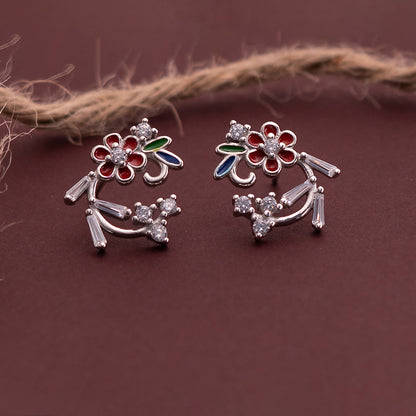 Enamel Floral Stud Earrings