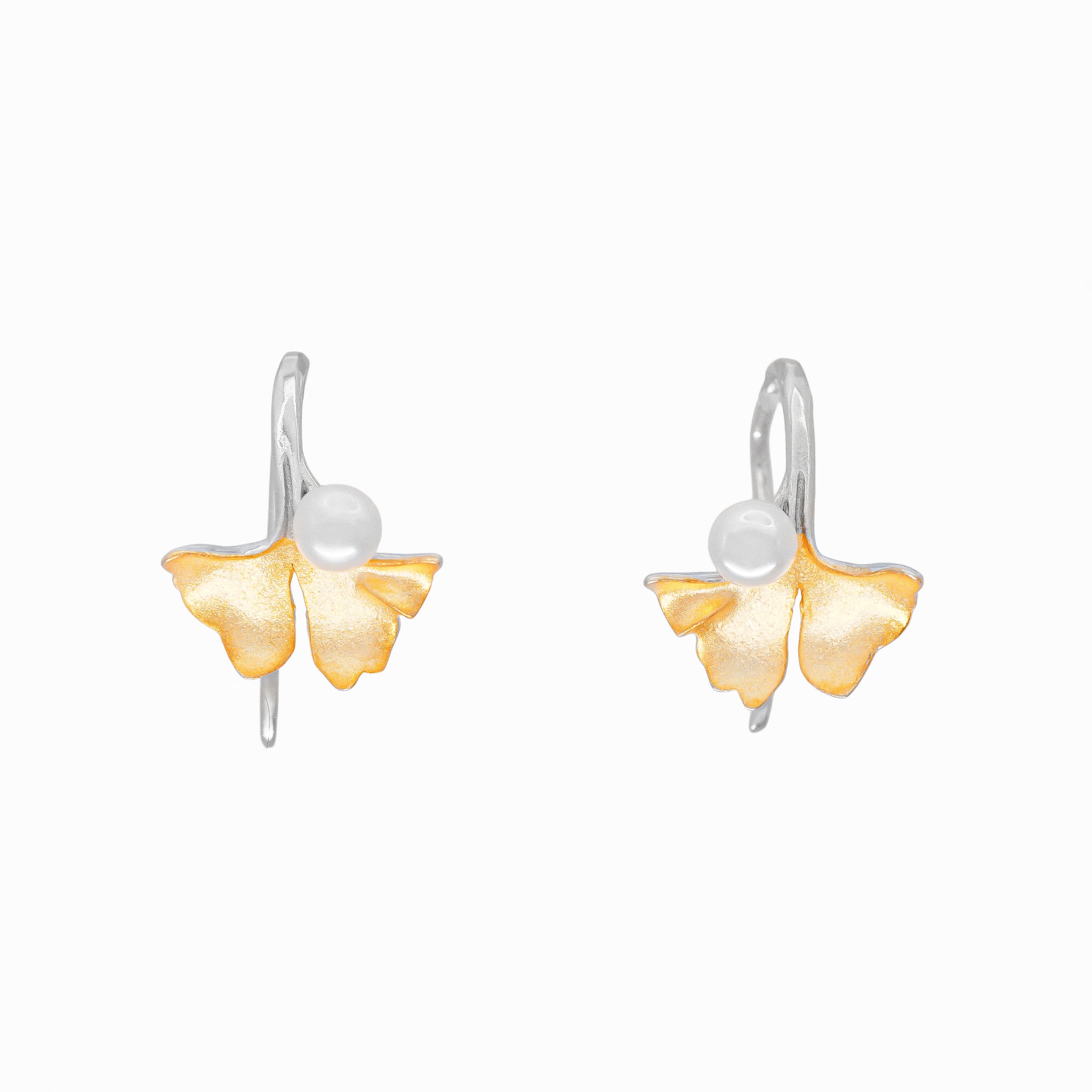 Golden Petal Pearl Stud Earring