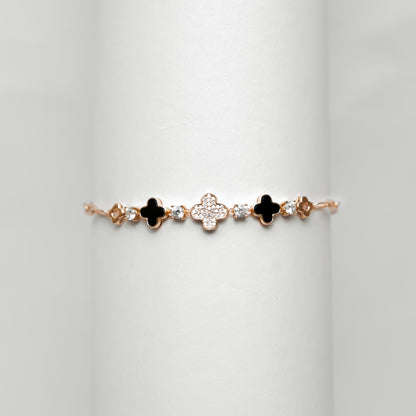 Noir Clover Bracelet - Rose Gold Plated