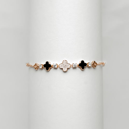 Noir Clover Bracelet - Rose Gold Plated
