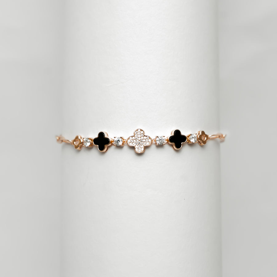 Noir Clover Bracelet - Rose Gold Plated