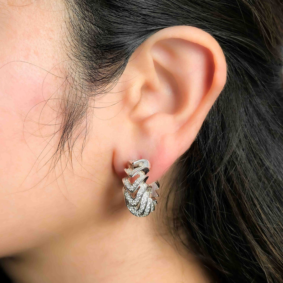 Accent Woven Half Hoop Earrings