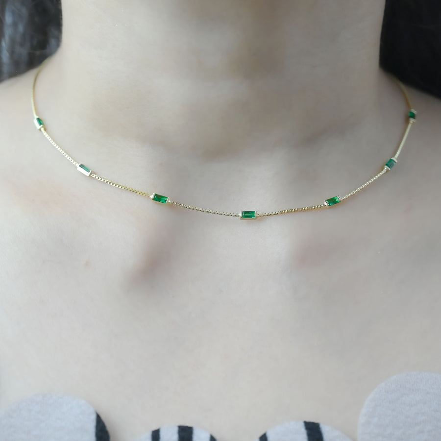 925 Silver Minimalist Rectangle Stone Necklace