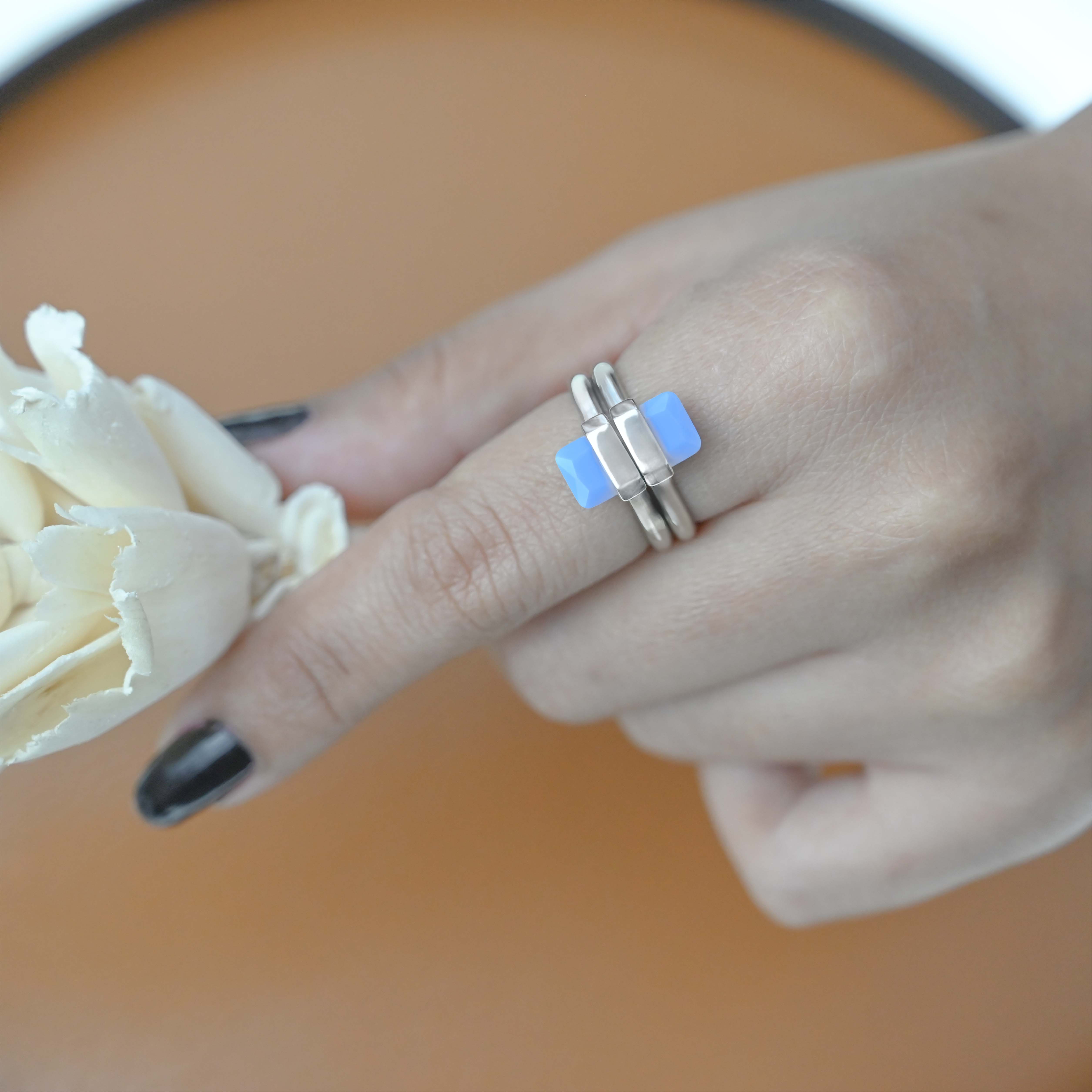 Blue Silver Magnet Ring