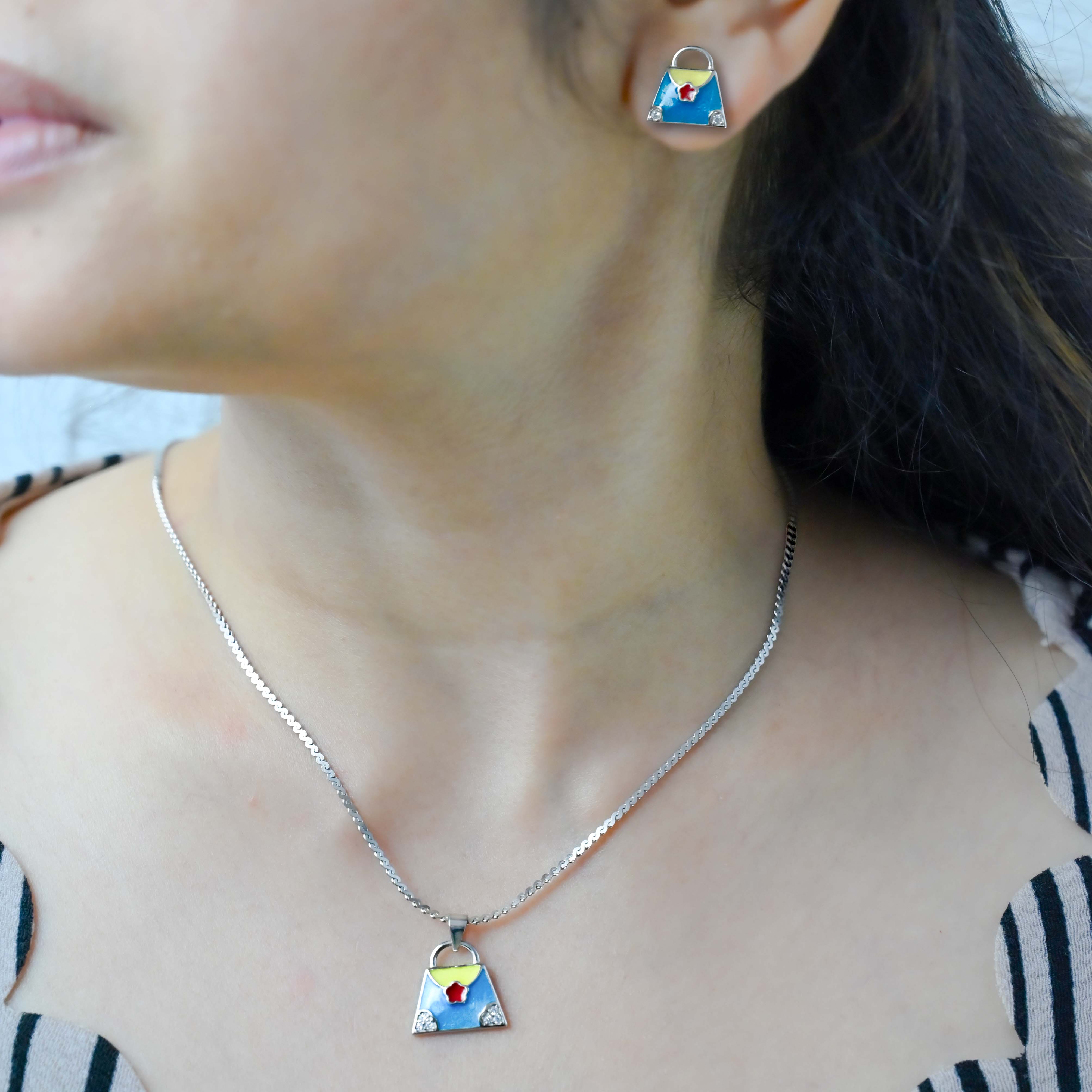 Hand-Bag Enamel Pendant Set