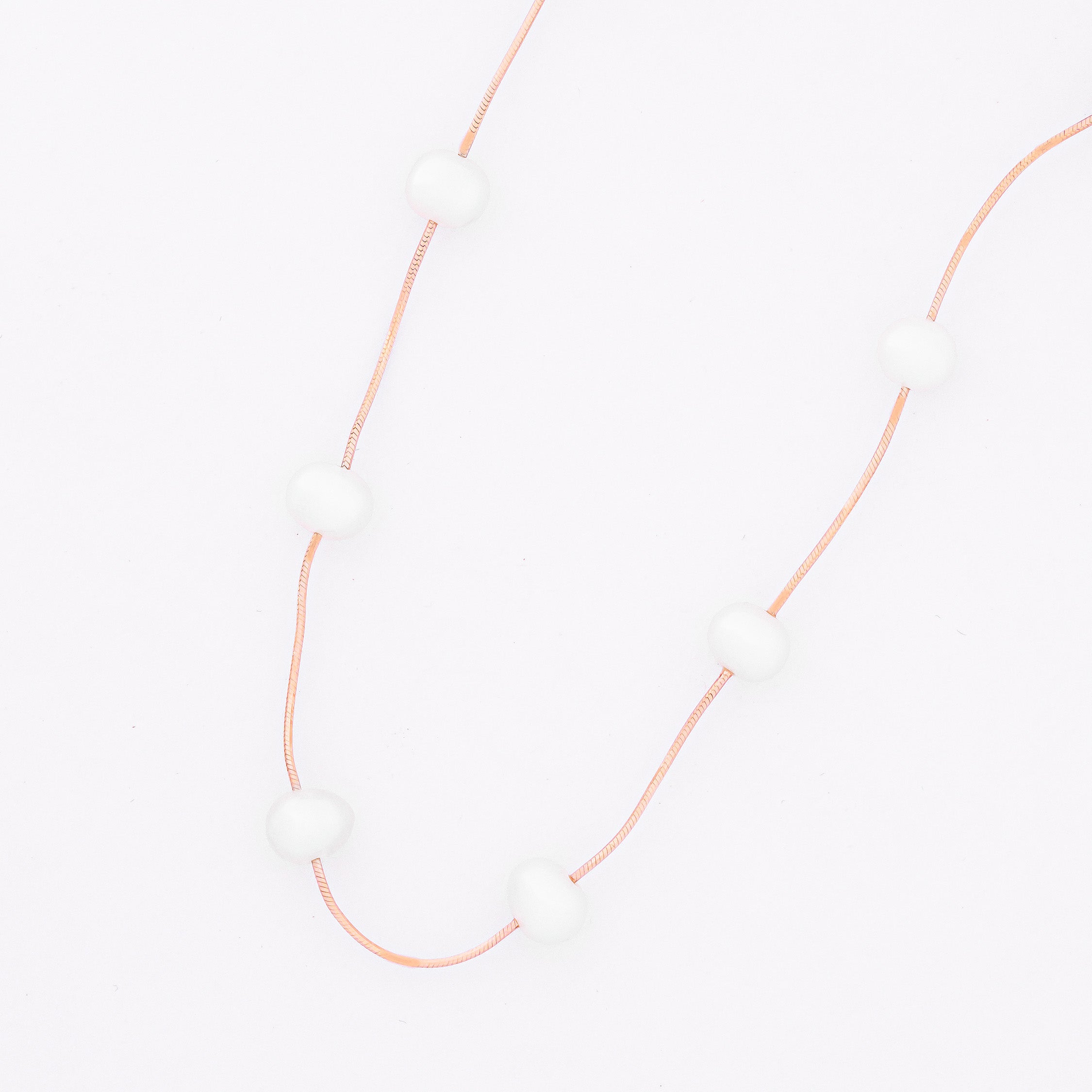 Pearl Necklace With Earrings - Rose Gold Plated