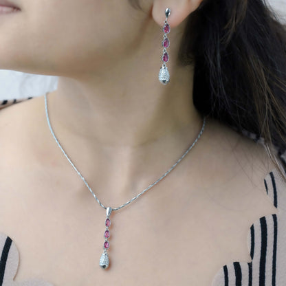Ruby Rainfall Pendant Set