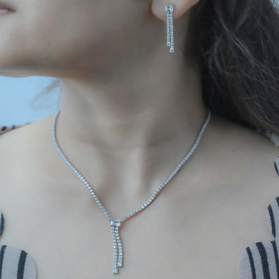 Eternal Sparkle Necklace With Earrings