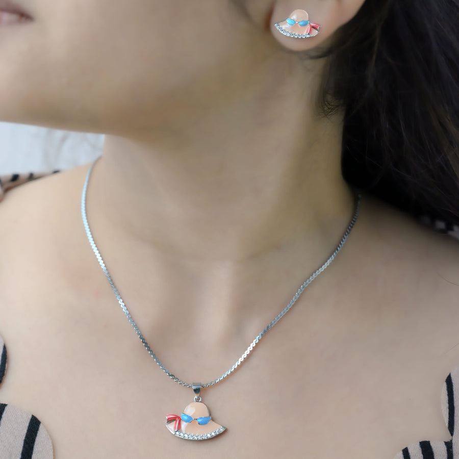 Hat Enamel Pendant Set