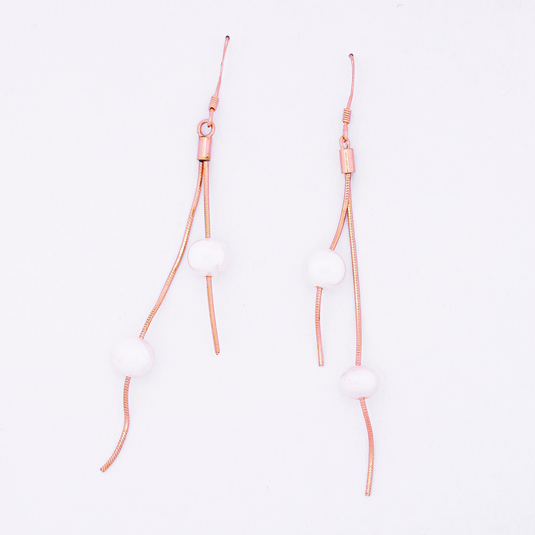 Pearl Necklace With Earrings - Rose Gold Plated