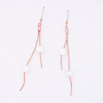 Pearl Necklace With Earrings - Rose Gold Plated