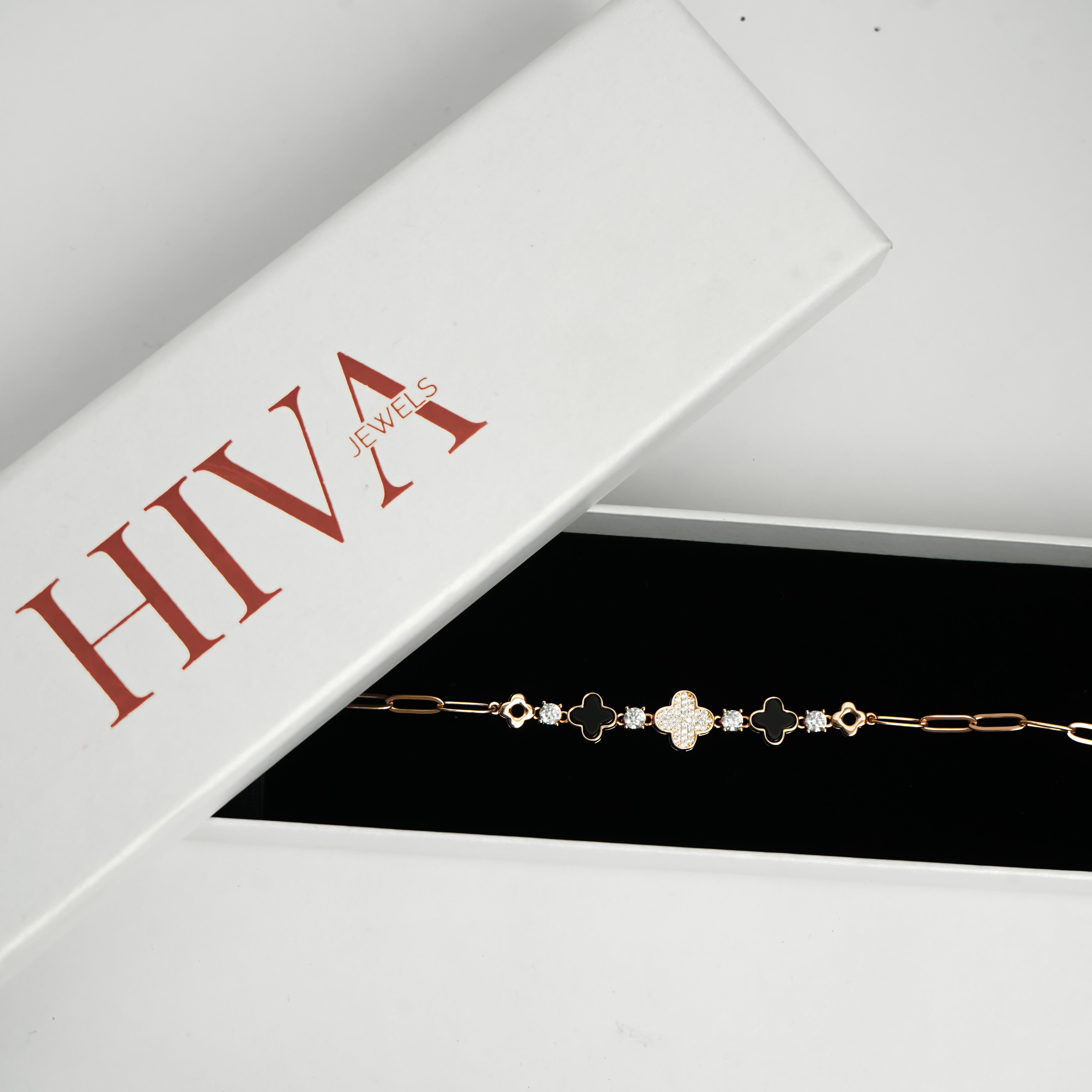 Noir Clover Bracelet - Rose Gold Plated