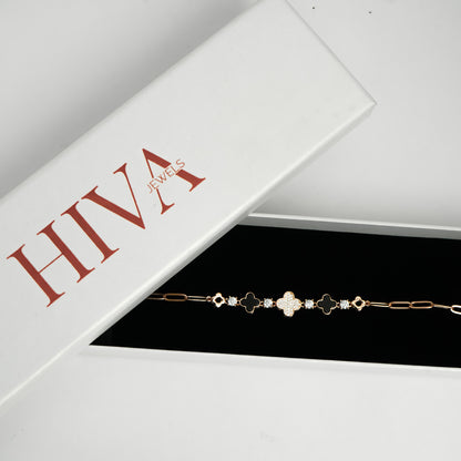 Noir Clover Bracelet - Rose Gold Plated