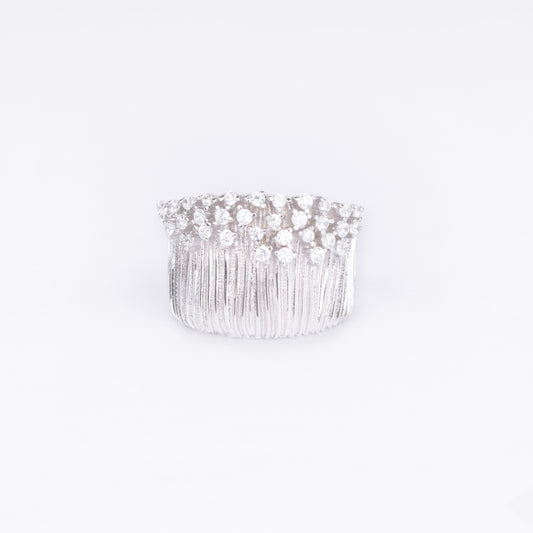 Crown Cluster Silver Statement Ring