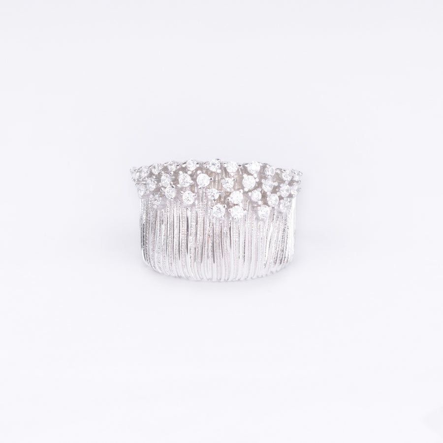 Crown Cluster Silver Statement Ring