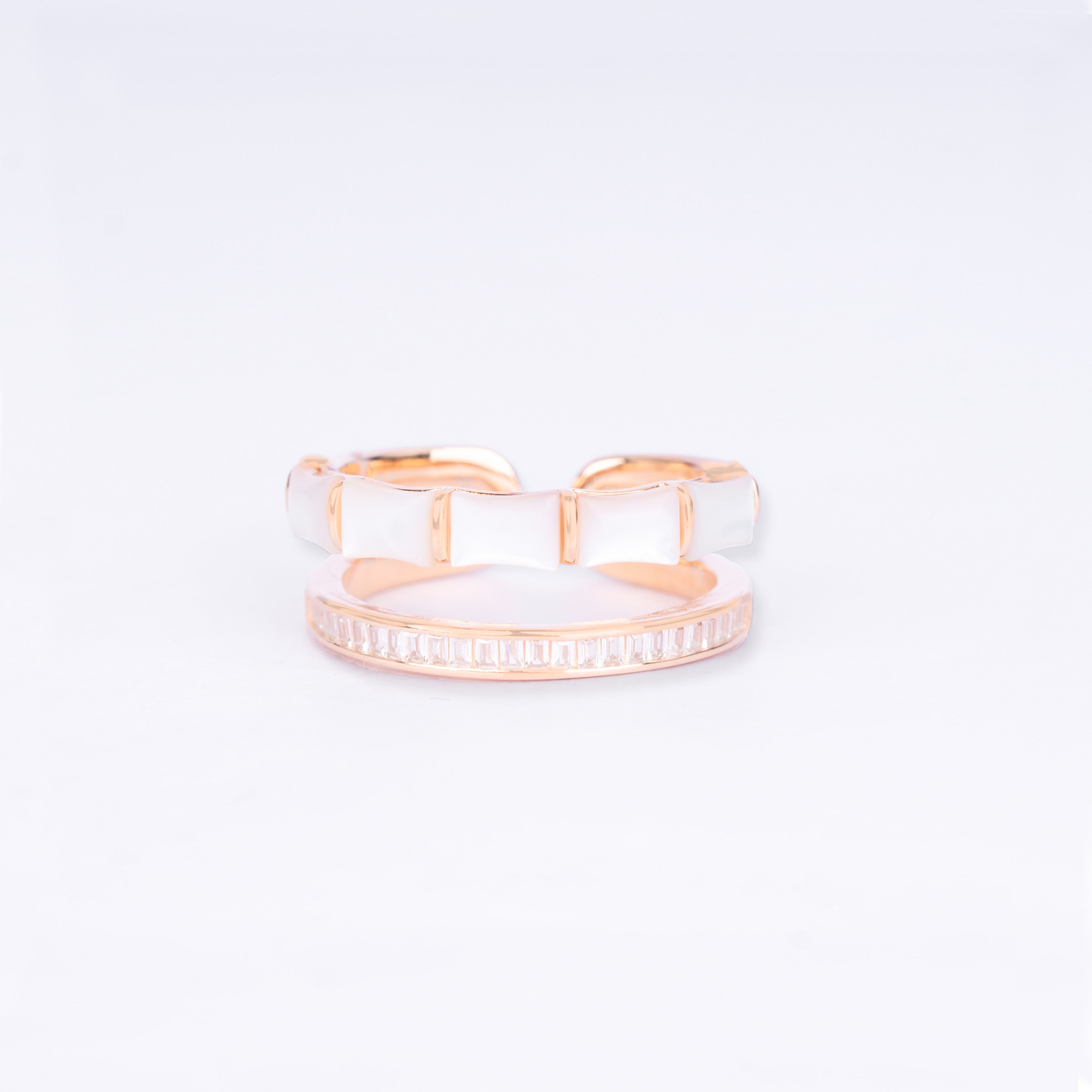 Crystal Edge Band Ring - Rose Gold Plated