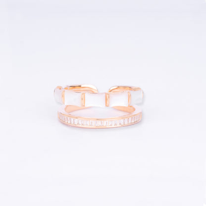 Crystal Edge Band Ring - Rose Gold Plated