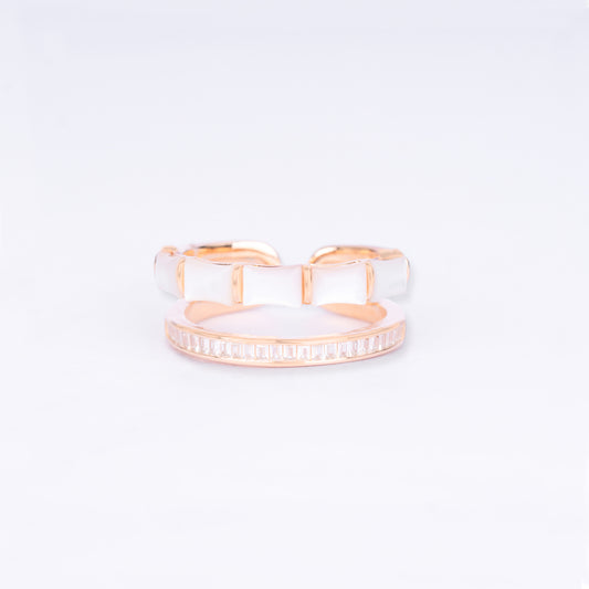 Crystal Edge Band Ring - Rose Gold Plated
