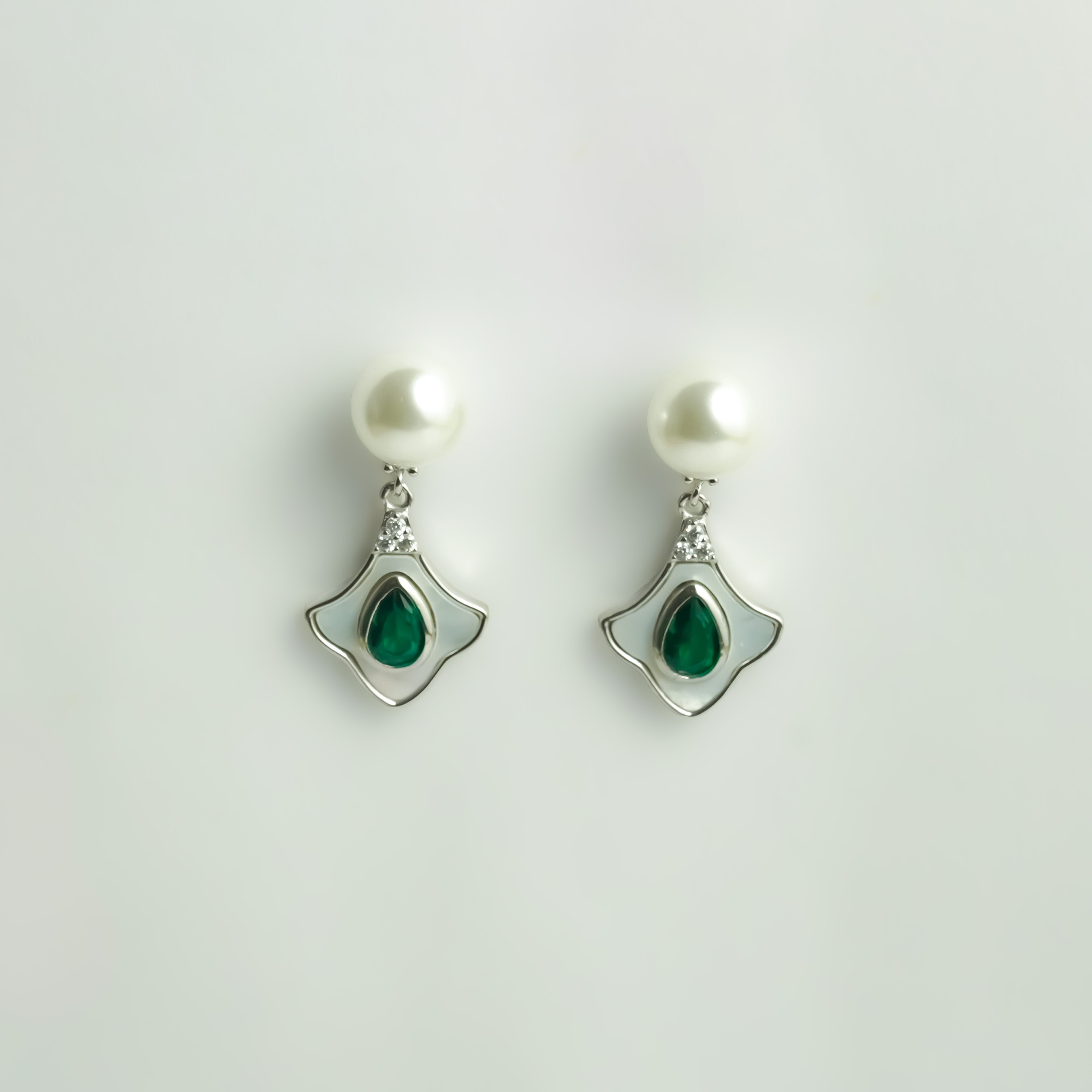 Pearl Royale Drop Earrings - Green