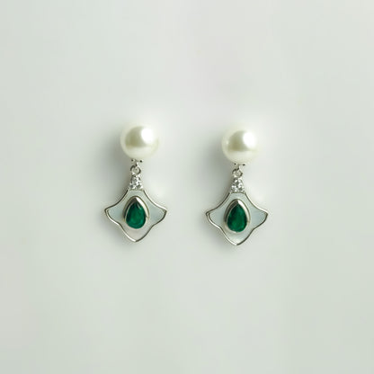 Pearl Royale Drop Earrings - Green