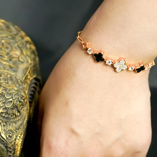 Noir Clover Bracelet - Rose Gold Plated