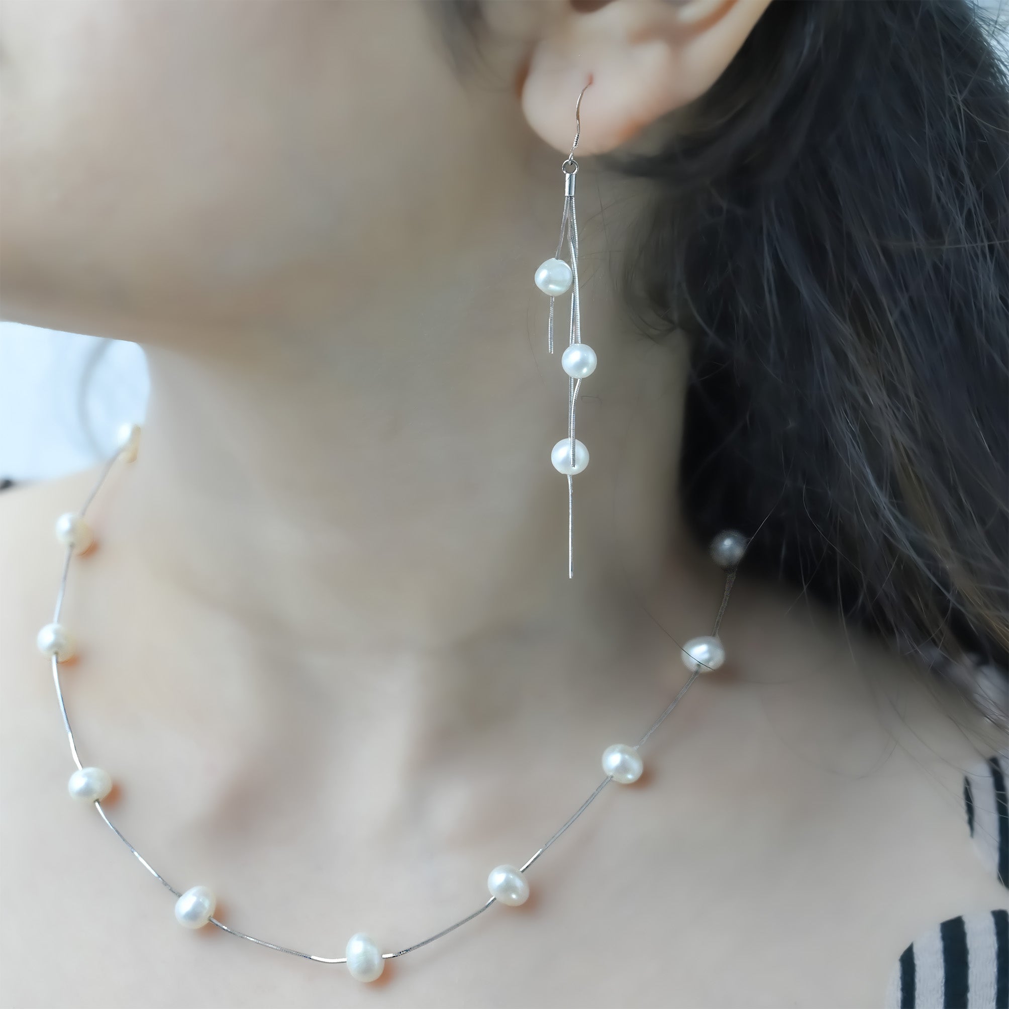 Pearl Necklace With Earrings