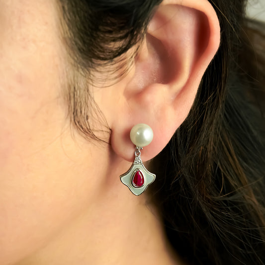 Pearl Royale Drop Earrings - Pink