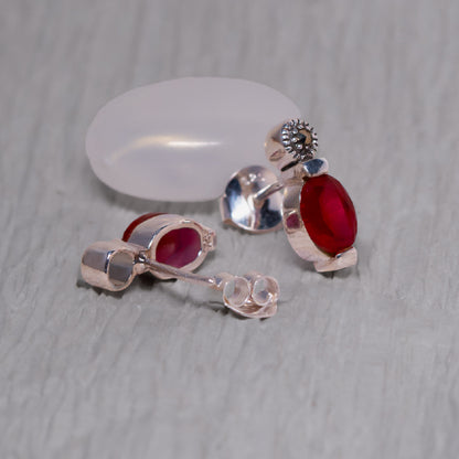 Red Oval Drop Earrings