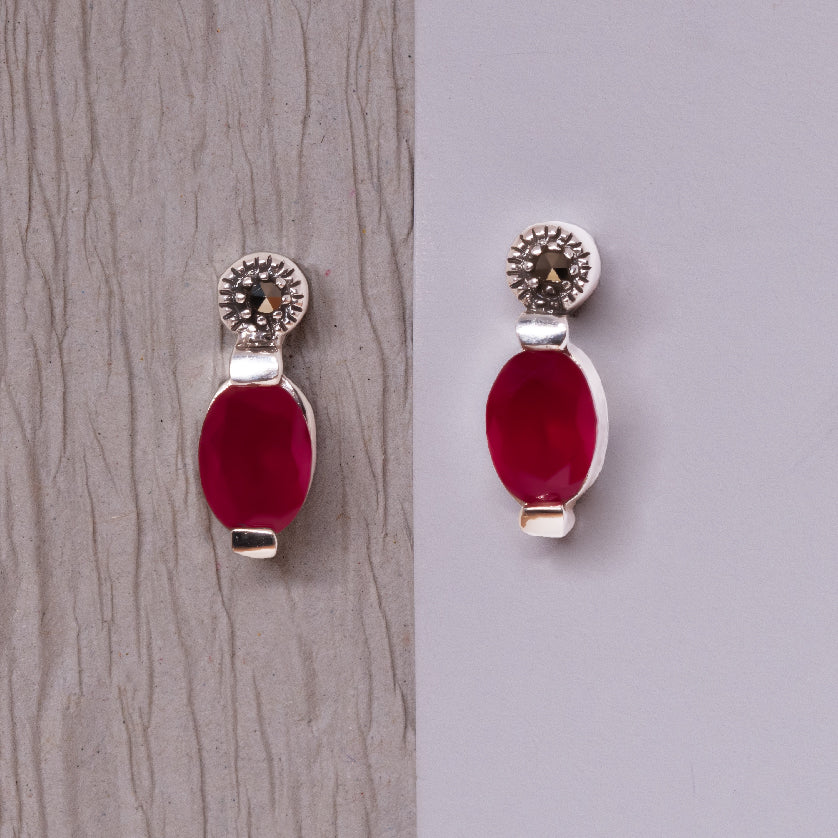 Red Oval Drop Earrings