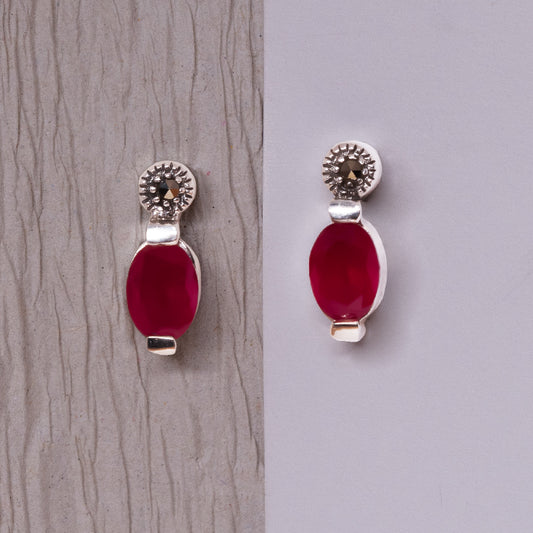 Red Oval Drop Earrings