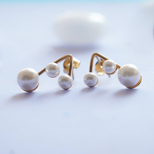 Triple Pearl Branch Drop Earrings