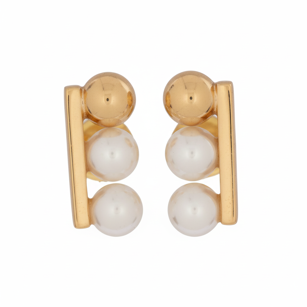 Elegant Pearl Trio Earrings