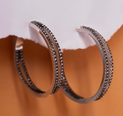 Brown Stone Hoop Earrings