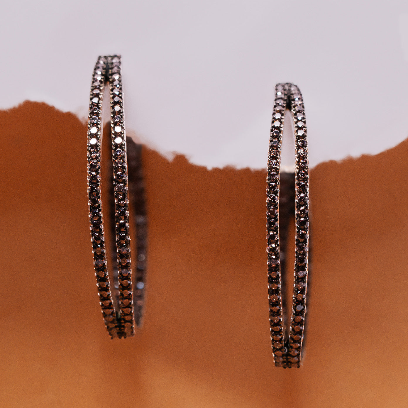 Brown Stone Hoop Earrings