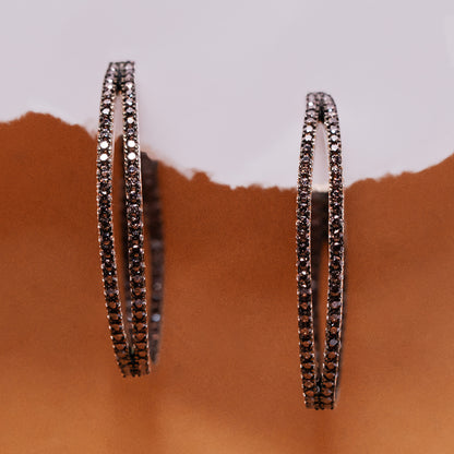 Brown Stone Hoop Earrings