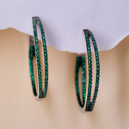 Green Stone Hoop Earrings