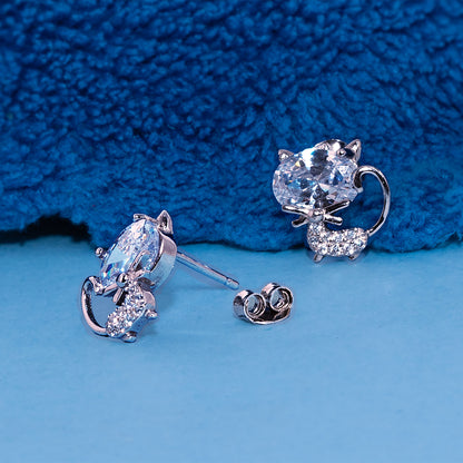 Cat-Stone Stud Earrings