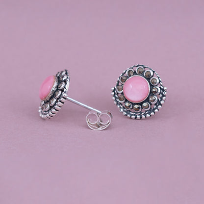 Pink Stone Antique Stud Earrings