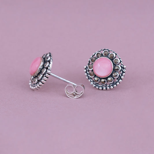 Pink Stone Antique Stud Earrings