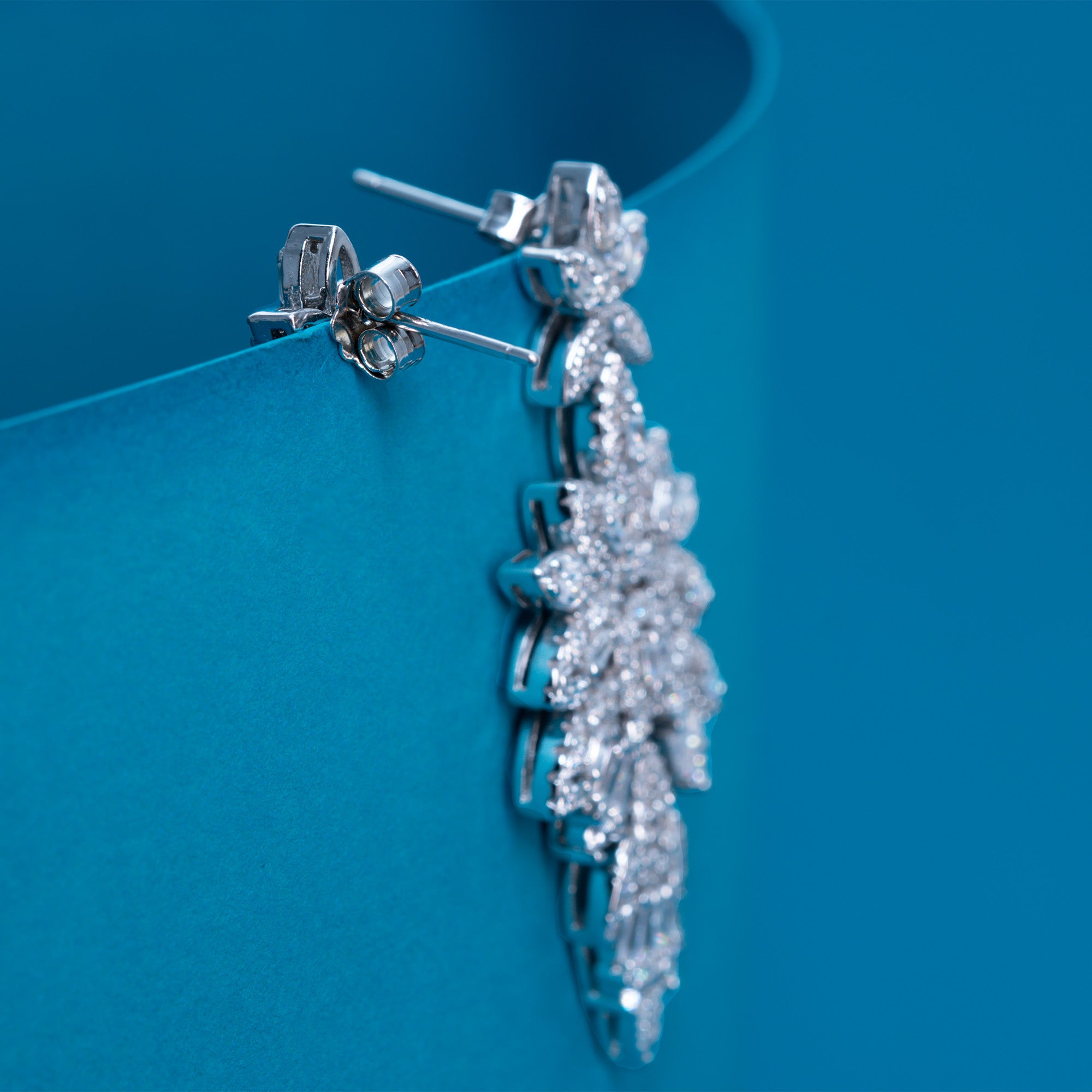 Floral Crystal Chandelier Dangle Earrings