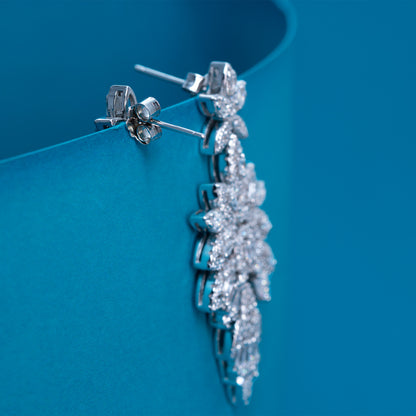 Floral Crystal Chandelier Dangle Earrings